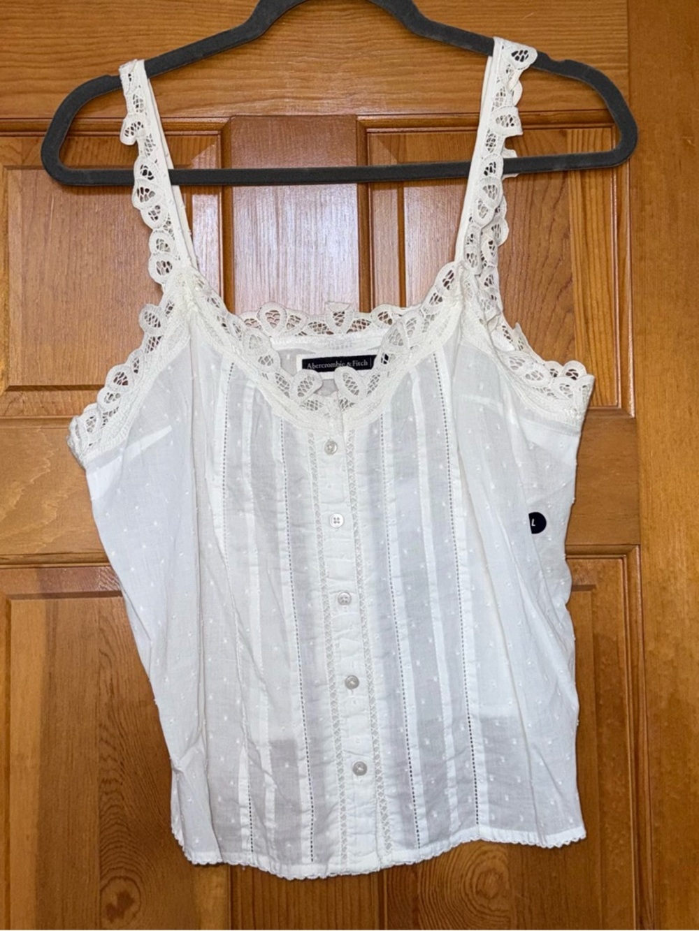 Abercrombie & Fitch Lace-trim button-front tank top